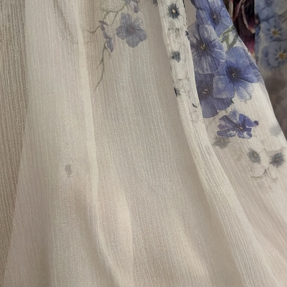 ZIMMERMAN SIZE 2-WOMEN'S TAMA FLORAL BALLOON-SLEEVE BLOUSE IN PURPLE PANSY PRINT - Picture 8 of 12